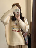 christmas outfit Dodobye 2025 new autumn and winter Korean style round neck fruit cake jacquard sweater lazy thick loose sweater women clothing y2k tops