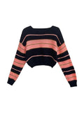 Dodobye-Stripe Splice Short Sweater