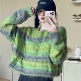 Black Friday Dodobye Y2K Stripe Tie Dye Women Knit Short Sweaters Autumn Korean Rainbow Sweet Pullover Harajuku Streetwear All Match Crop Jumpers