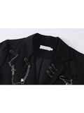 Dodobye Gothic Punk Cardigan Black Blazer Jacket Coat Women 2025 Summer Short Sleeve High Street Fashion Outerwear Loose Chain Goth Tops