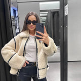 thanksgiving outfit Dodobye Mall Style Sheep Fur Fleece Jacket Autumn/winter Warm Comfortable Slimming Jacket Motorcycle Clip-on Leather Coat