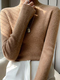 christmas outfit Dodobye Casual Skinny Long Sleeves Solid Color Half Turtleneck Sweater Tops