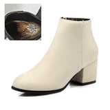 thanksgiving outfit Dodobye size 34-45 fashion Autumn Spring flock Women ankle boots Thick heel Black Beige shoes Flock CCA064