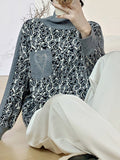 christmas outfit Dodobye Long Sleeves Loose Leopard Split-Joint High Neck Pullovers Sweater Tops