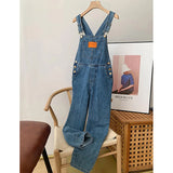 Dodobye Jumpsuits Women Streetwear Denim Overalls Vintage Loose Casual Wide Leg Pants High Waist Strap Straight Jeans Trousers New