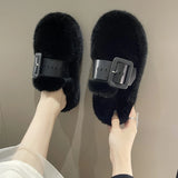 Dodobye Shoes Slippers Casual Slides Slipers Women Winter Footwear Cover Toe Fur Flip Flops Platform Luxury 2024 Plush Winter Woman Slip