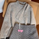 Dodobye Japanese Shibuya Grey Sweater Paired Polka Dot Mini Skirt Winter Korean Sweet Spicy Streetwear Y2k 2 Piece Sets Платье