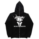 Dodobye Y2K Goth New black loose zipper hoodie men woman American cross head print street Harajuku oversized sweatshirt Y2K punk hoodie