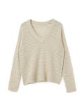 Dodobye-Cutout V Neck Loose Long Sleeve Knit