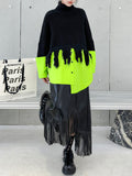 christmas outfit Dodobye A-Line Long Sleeves Asymmetric Fringed Split-Joint High Neck Knitwear Pullovers Sweater Tops