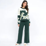 Dodobye Knitted Pants Set Printed Long Sleeve Women Pullover Sweater and Solid Pants 2 Piece Sets Fashion Outfit Fall Winter 2024