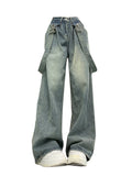 Dodobye Women Blue Jeans Baggy Harajuku Aesthetic Streetwear Straight Denim Trousers Y2k Wide Cowboy Pants Vintage 2000s Trashy Clothes