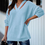 Dodobye Hollow Out V Neck Sweaters Women Streetwear American Retro Loose Knitted Pullovers Fall Long Sleeve Oversize Casual Jumpers