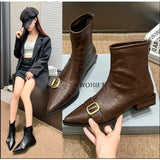 Dodobye Footwear Black Short Shoes for Women Elegant with Low Heels Booties Work Female Ankle Boots Pointed Toe Designer Luxury Autumn