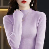 Dodobye 2025 Women Sweater Autumn Pullover Turtleneck Long Sleeve Slim Elastic Korean Simple Basic Cheap Jumper Solid Knitwear Tops