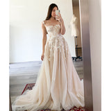 Dodobye Customized Tulle Spaghetti Strap robes de soirée Floor-Length A-Line V Neck Evening Dresses Wedding Party Wedding Dress-(PRE-ORDER)