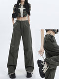 Dodobye Women's Grey Baggy Pants Vintage Y2k Parachute Pants Harajuku Aesthetic Japanese 2000s Style High Waist Trousers 2000s Clothes