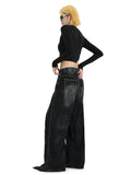 Dodobye Women's Vintage Black Gothic Pants 90s Aesthetic Baggy Denim Trousers Korean 2000s Y2k High Waist Wide Leg Jeans Pippie Clothes