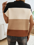 christmas outfit Dodobye Loose Short Sleeves Contrast Color Pockets Round-Neck Sweater Tops