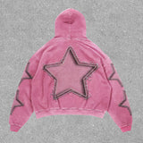 Dodobye Harajuku Pink Stars Print hoodies women graphic y2k top oversized hoodie Couples American streetwear goth women clothes