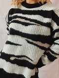 Black Friday Dodobye Casual Loose Irregular Striped Pullover Sweater Women Autumn Retro O-Neck Thick Warm Sweaters Female Chic Daily Street Knitwear