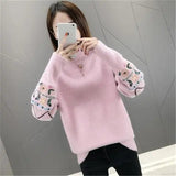 Dodobye Woman Sweaters 2025 Autumn Winter Tops Turtleneck Sweater Women Slim Pullover Jumper Embroidery Knitted Sweater Pull Femme Hiver