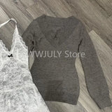 Dodobye Harajuku Sweet Pullover Suit Womam Halter Lace Y2k Aesthetic Basic Vest Streetwear Slim Knitted Sweater Tops Grunge 2025 Chic