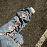 Dodobye Y2K baggy jeans Harajuku cherry blossom embroidery jeans fashion Hip Hop streetwear men women gothic Casual wide leg Denim Pants