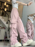 Dodobye Causal Baggy Cargo Pants High Waist Y2K Big Pockets Streetwear Student Trousers Loose Fall Korean Solid Female Pants