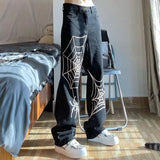 Dodobye Trend Y2k Jeans New Hip Hop Letter Printed Black Pants Men Women Fashion Punk Loose Straight Wide Leg Trousers Streetwear