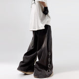 Dodobye 90s Streetwear American Style Oversized Pocket Retro Baggy Jeans Men Y2k Hip Hop Punk Wide Leg Straight Overalls Black Denim Pants Streetwear