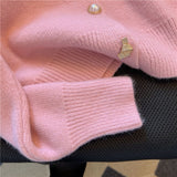 Black Friday Dodobye Sweet Knit Sweater Women Puff Sleeve Gentle Soft Pink Chic Button Top Elegant Gold Single -Breasted Pretty Style Cardigan