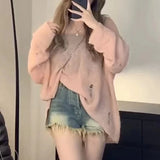 Dodobye 2024 Autumn  Women Hollow Out Y2K Sexy Sweater Hole Knitted Long Sleeve Streetwear Top Casual Loose Thin Sweater For Women