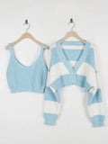 Dodobye-Stripe Splice Short Knit Cardigan