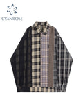 Dodobye Vintage Patchwork Plaid Shirts Women Autumn Long Sleeve Oversize Button Up Shirt Korean Fashion Casual Fall Outwear Tops 2025