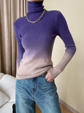 christmas outfit Dodobye Long Sleeves Skinny Gradient High-Neck Pullovers Sweater Tops