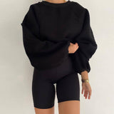 Black Friday Dodobye Casual Solid O-neck Patchwork Hoodies Women Loose Simple Pullover Hoodie Sweaters Female Autumn Fashion Sport Street Tops