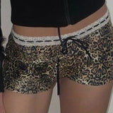 Dodobye Leopard Print Shorts Street Rock Goth Casual Slim Y2K Low Waist Pajama Pants Fashion Sexy Fashion Emotional Women's Pajama Pants