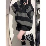 Dodobye Streetwear Striped Sweater Women Oversized Knitted Pullovers Harajuku Korean Loose Knitwear Winter Fashion Casual Jumpers New