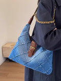 Dodobye Simple Casual Color Contrast Portable Large-Capacity Bag Female 2024 New Denim Tote Bag High-End Shoulder Bag