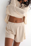 Dodobye Khaki Long Sleeve Shorts Two-Piece Set