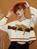 Dodobye A Leopard Knit Sweatshirt That Stays On The Tree