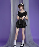 Dodobye Black Lady Tiered Short Skirt