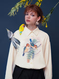 Dodobye A Bird-And-Flower Blouse Perched On A Treetop