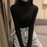 Black Friday Dodobye Korean Turtleneck Sweater Women Casual Elegant Chic Slim Office Lady Long-Sleeved Knitted Warm Pullover Solid Bottom Shirt Tops