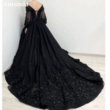 Dodobye Puffy Sleeve Prom Dress Luxury 3D Flower Long Train Vestidos De Fiesta Gothic Ball Gown Wedding Dress فساتين سهرة-(PRE-ORDER)