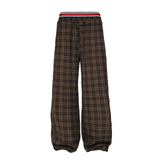 Dodobye Spring And Autumn New Wide Leg Style Retro Floor Pants Design Sense Double Waist Retro Checkered Casual Pants For Men And Women