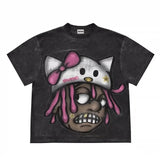 Dodobye Harajuku Gothic Cartoon Anime Pattern Printed Oversized T-shirt  Round Neck Cotton Short Sleeve Y2K Top Street Wear T-shirt