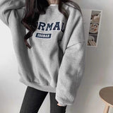 christmas outfit Dodobye Letter Embroidered Round Neck Oversized Sweatshirt