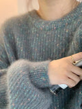 Dodobye-Glittering Lantern Sleeve Crew Neck Sweater